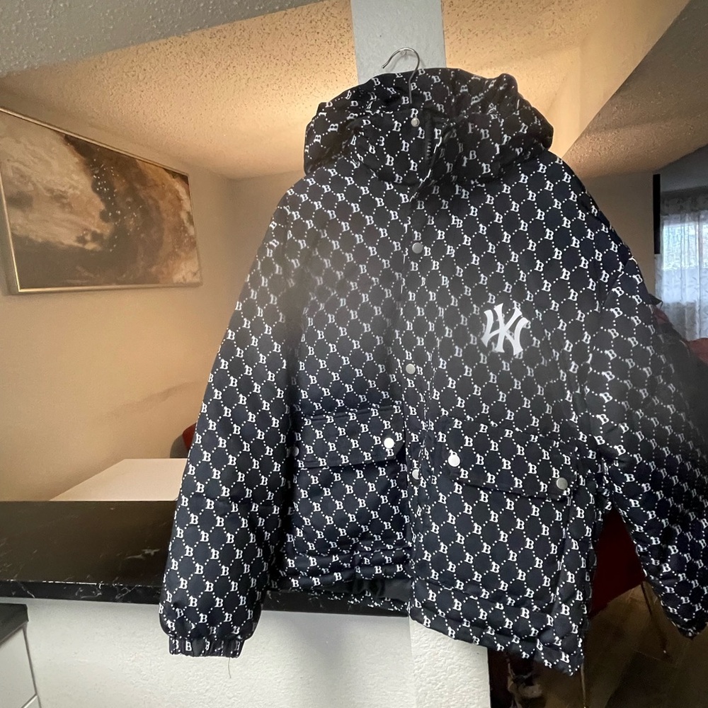Black and White Patterned Puffer Jacket